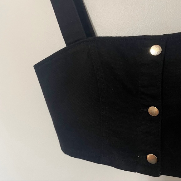 NWT Reformation • chrissy denim front crop top black sz 8 - Picture 7 of 9